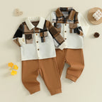 Lioraitiin Toddler Baby Boy Outfit Plaid Button up Long Sleeve Shirt