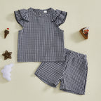 Lioraitiin Toddler Baby Girls Plaid Outfit Fashionable Cute Flying