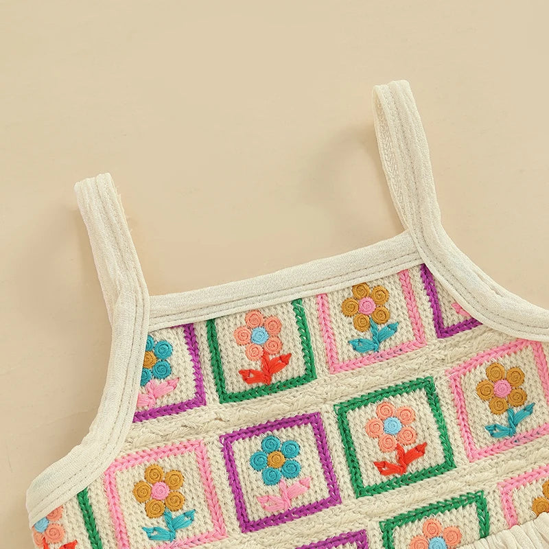 Lioraitiin Toddler Baby Girl Outfit Flower Pattern Ruffled Spaghetti