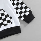 Lioraitiin 0-4Years Girl Boy Outfit 2Pcs Set Plaid Long Sleeve Hoodie