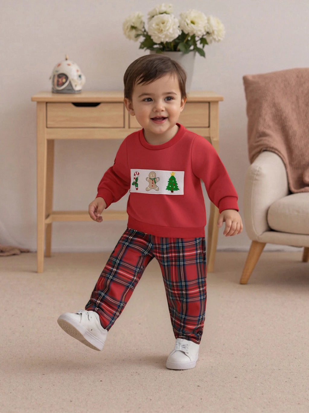 Toddler Baby Girls Boys Christmas Outfits Santa Claus Candy Print