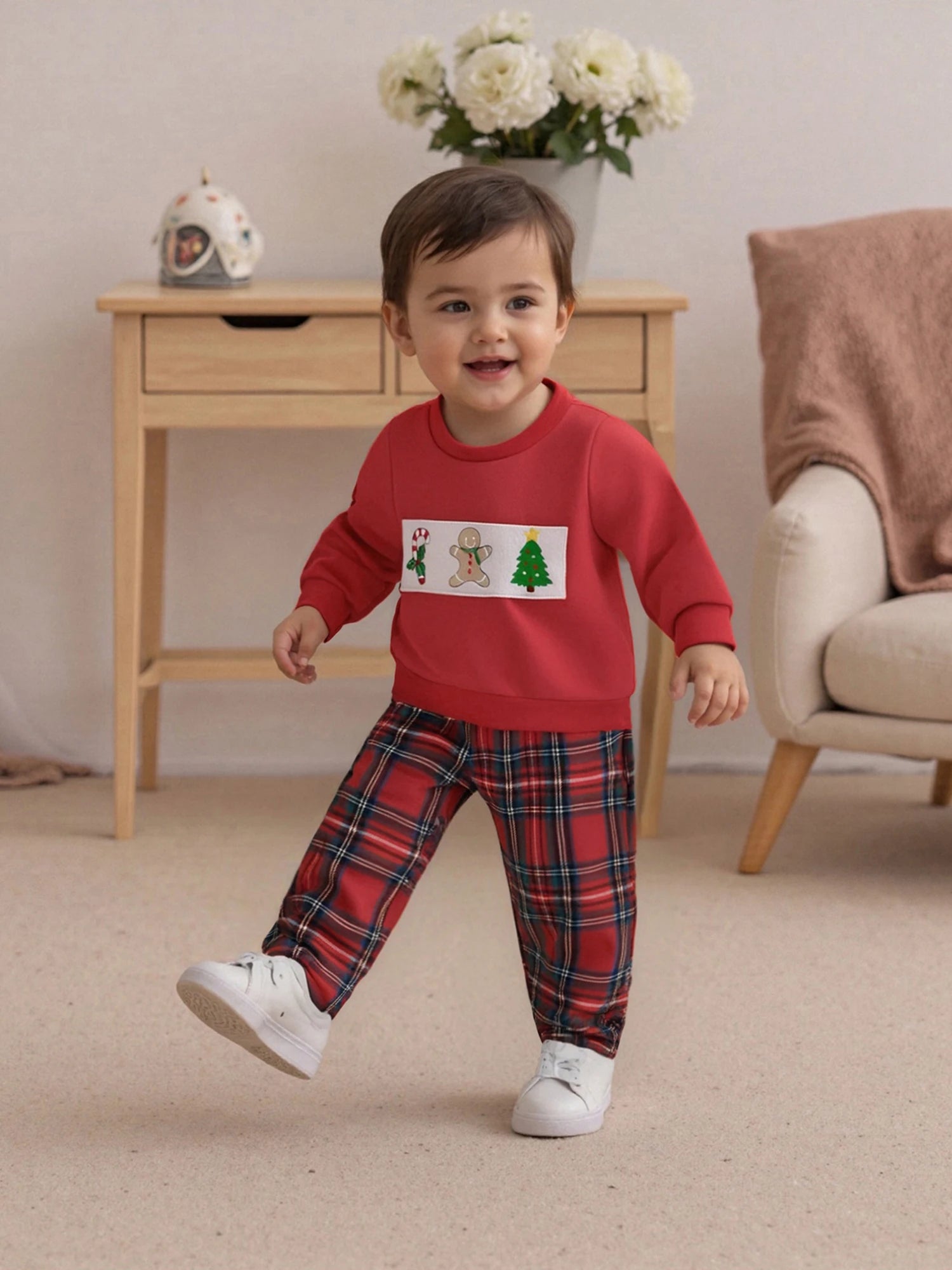 Toddler Baby Girls Boys Christmas Outfits Santa Claus Candy Print