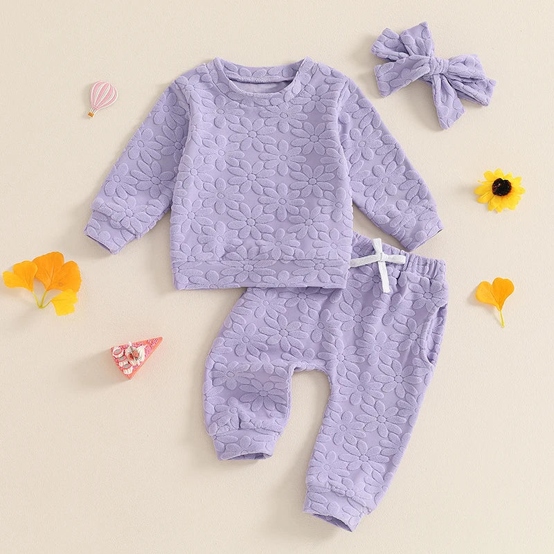 Lioraitiin Toddler Girl Outfit Daisy Embroidery Long Sleeve