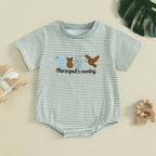 Lioraitiin Baby Boys Rompers Letter Animals Embroidery Stripe O-Neck