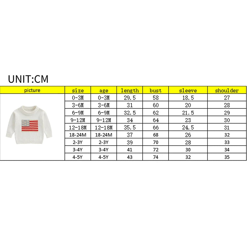 Lioraitiin Kids Baby Girls Boys 4th of July Sweater US Flag Pattern