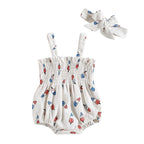 Lioraitiin 0-18M Independence Day Baby Girl Jumpsuit Set Ice Cream
