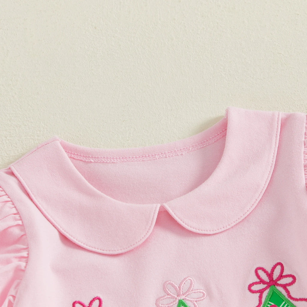Lioraitiin Baby Girl Christmas Romper Long Sleeve Doll Collar
