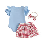 Lioraitiin Baby Girl Outfits Short Sleeve Baseball Embroidery Romper