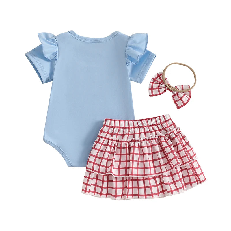 Lioraitiin Baby Girl Outfits Short Sleeve Baseball Embroidery Romper