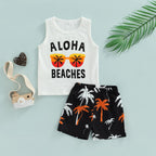 Lioraitiin 1-5Years Toddler Baby Boy Shorts Set Letter Glasses