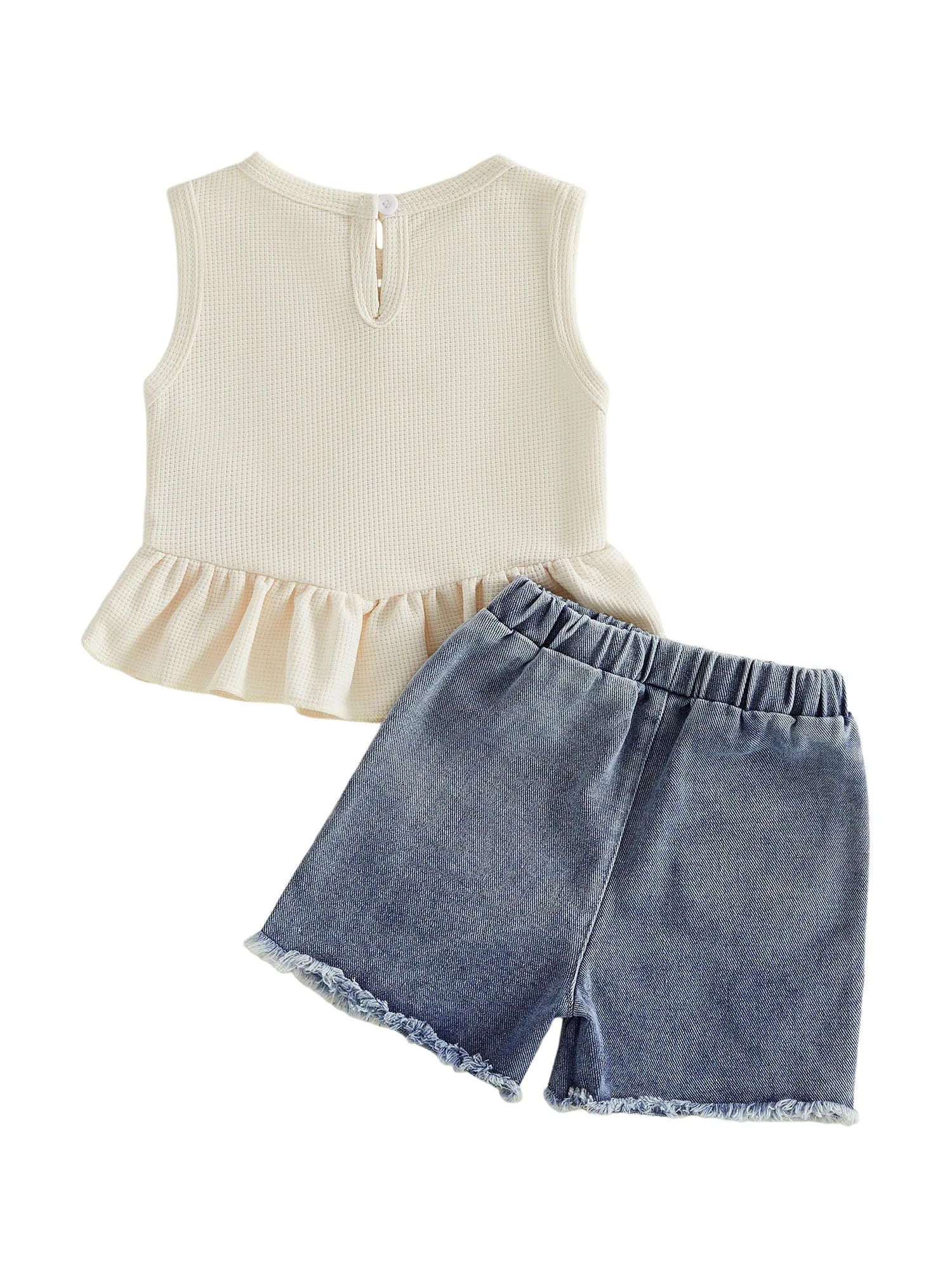 Baby Girls Outfits Floral Strawberry Patch Tank Tops and Ripped Denim