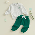 Toddler Baby Boys Outfits Four Leaf Clover Letter Long Sleeve Crew