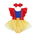Lioraitiin 0-24M Baby Girl Bodysuit Ruffle Sleeveless Patchwork Dress