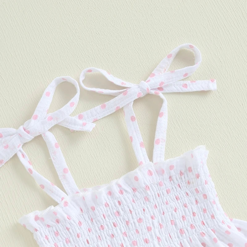 Lioraitiin Toddler Girl Outfits Plaid/Dot Print Spaghetti Strap Tank