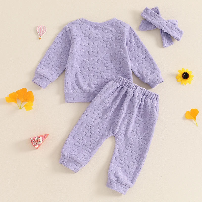 Lioraitiin Toddler Girl Outfit Daisy Embroidery Long Sleeve