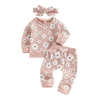 Lioraitiin Infant Baby Girl 2Pcs Set Flower Print Long Sleeve