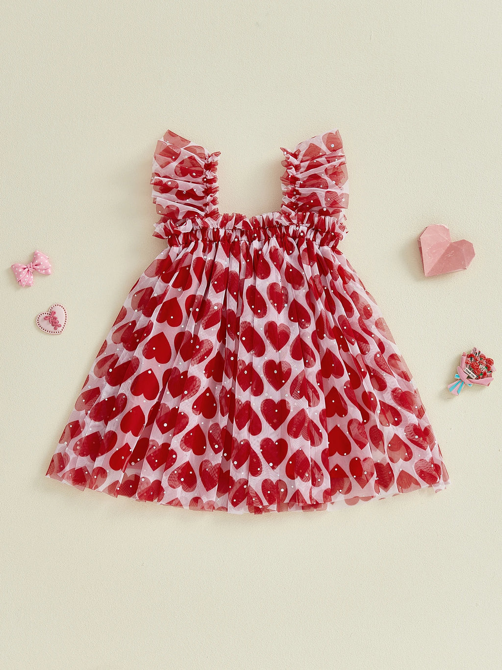 Lioraitiin Toddler Baby Girl Sleeveless Dress with Ruffled Straps Red
