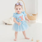 Lioraitiin Baby Girl Easter Outfit Rabbit Letter Print Crew Neck