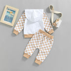 Lioraitiin 0-4Years Girl Boy Outfit 2Pcs Set Plaid Long Sleeve Hoodie