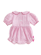 Lioraitiin Baby Girls Birthday Romper Plaid Print Letter Donut