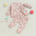 Lioraitiin Infant Baby Girl 2Pcs Set Flower Print Long Sleeve