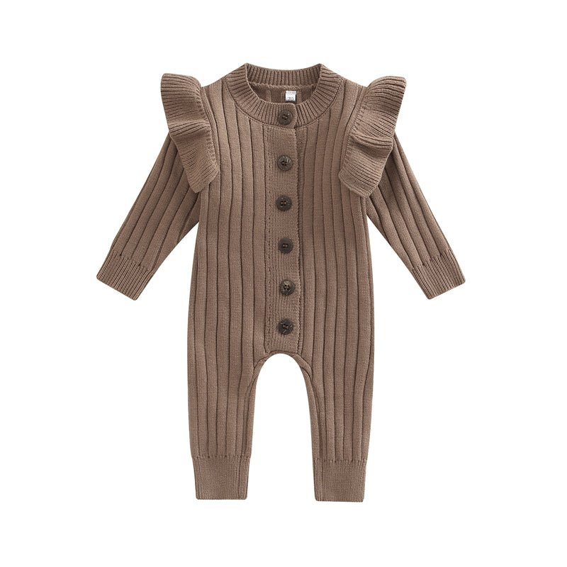 Lioraitiin 0-18M Baby Girl’s Knitted Long Sleeve Jumpsuit Fashion