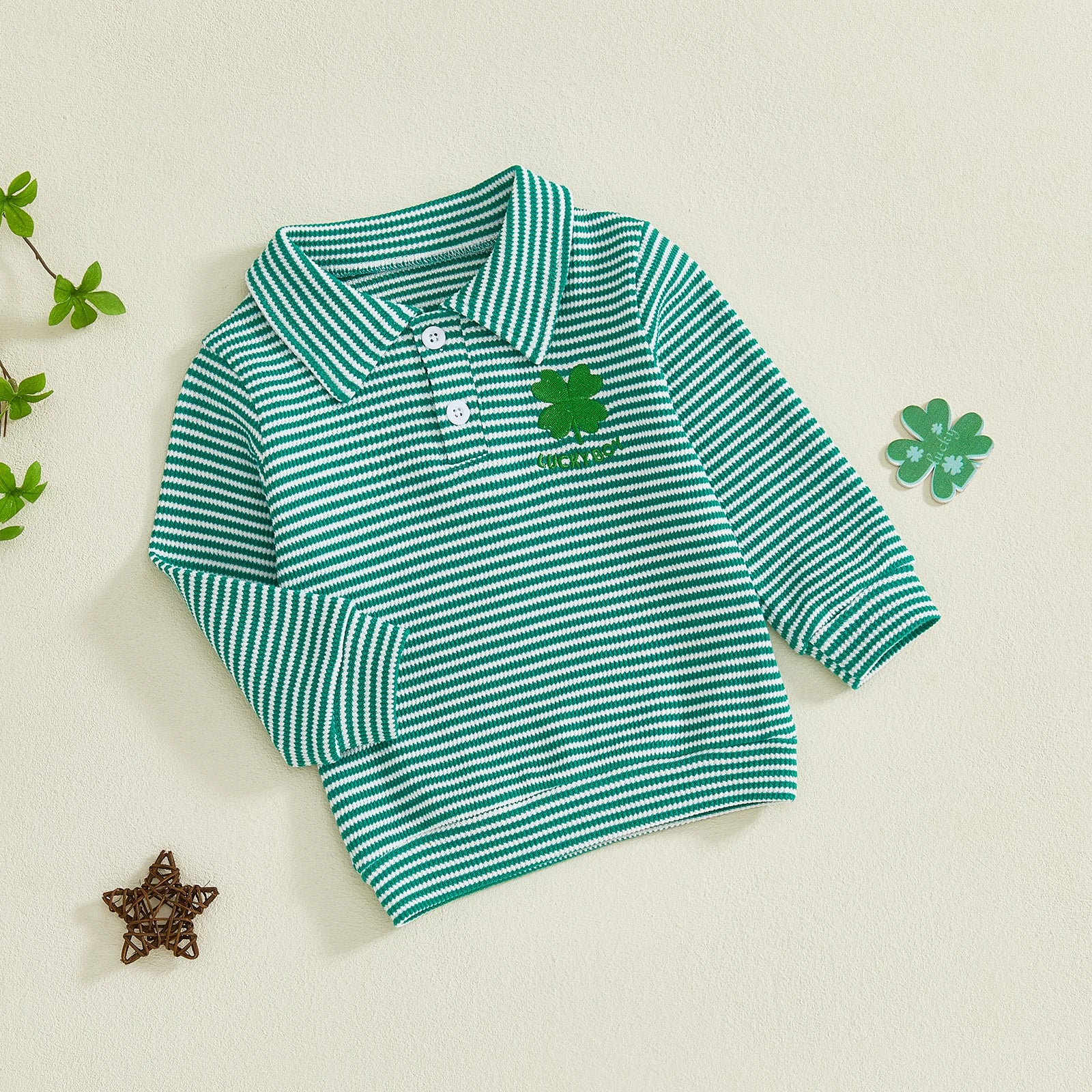 Lioraitiin Toddler Little Boy Irish Sweatshirt Striped Clover Letter