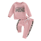 Lioraitiin 0-3Y Newborn Baby Girls Set Letter & Leopard Print Long
