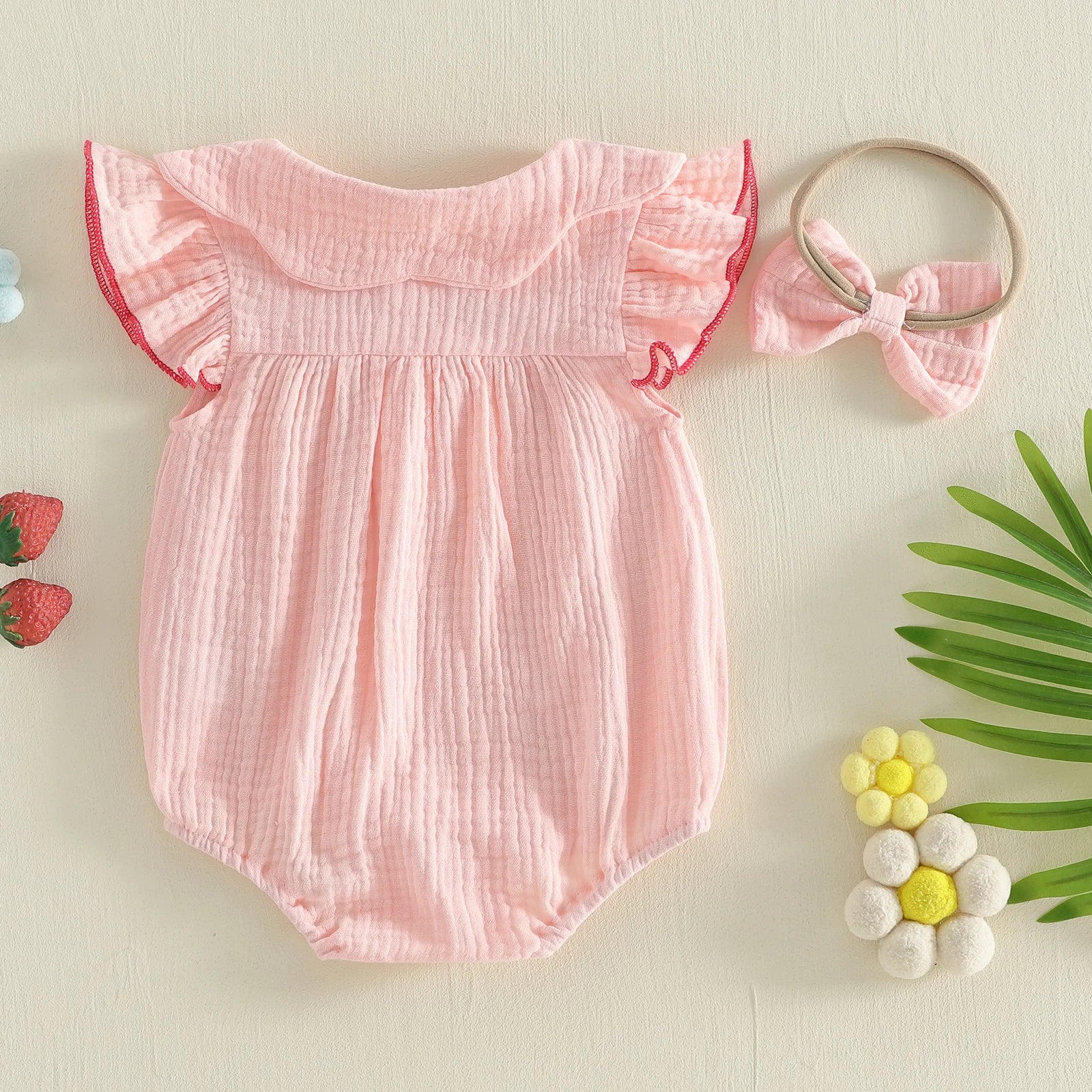 Baby Girls 2 Piece Outfits Adorable Strawberry Embroidery Flying