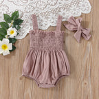 Lioraitiin 0-18M Infant Baby Girl 2Pcs Sleeveless Solid Bodysuit