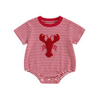 Lioraitiin Newborn Baby Girls Romper Lobster Stripe Pattern Short