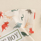 Lioraitiin Baby Boy Dinosaur Romper Letter Embroidery Short Sleeve