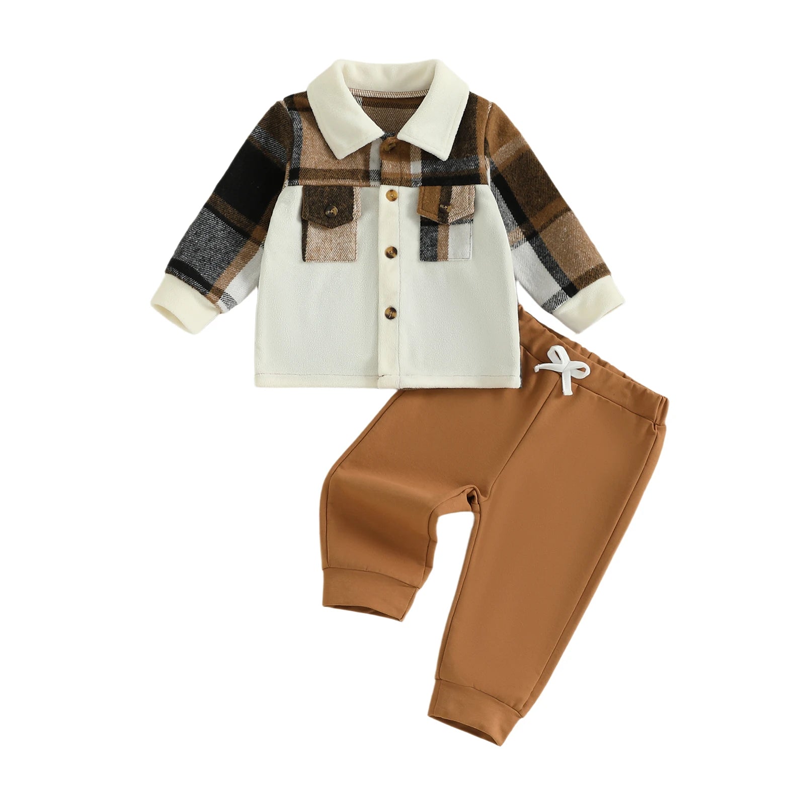 Lioraitiin Toddler Baby Boy Outfit Plaid Button up Long Sleeve Shirt