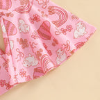 Lioraitiin 6M-4Y Baby Girl Easter Rompers Sleeveless Floral Print