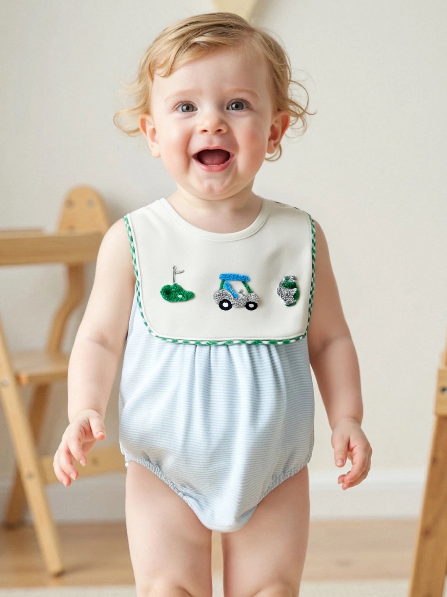 Lioraitiin Baby Boy Romper Sleeveless Crew Neck Striped Bodysuit for