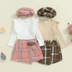 Lioraitiin Toddler Girl Outfits Solid Color Ribbed Knit Ruffles Crew