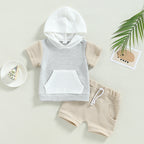 Lioraitiin Toddler Baby 2Pcs Outfits Short Sleeve Waffle Knit Pocket