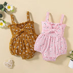 Lioraitiin Newborn Baby Ribbed Jumpsuit Baby Girls Sleeveless Flower