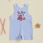 Lioraitiin Baby Boy 4th of July Romper Star Letter Striped Sleeveless