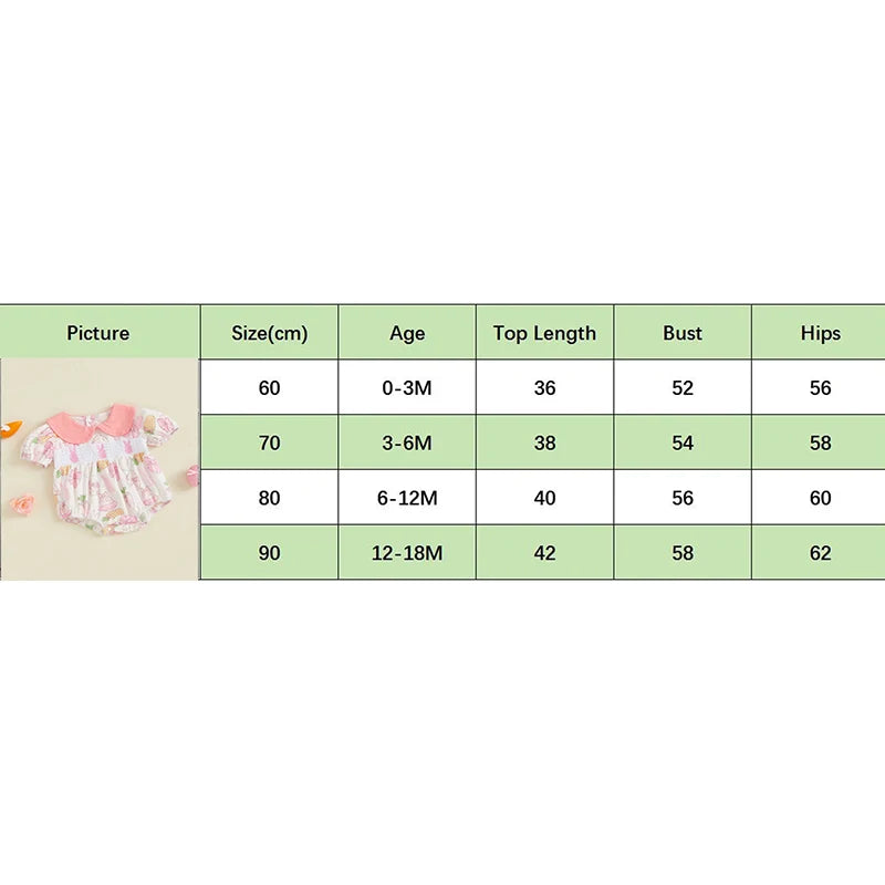 Lioraitiin Baby Girls Rompers Easter Rabbit Easter Eggs Print Doll