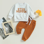 Lioraitiin 0-3Years Baby Boy Girl 2Pcs Outfit Letter Print Long