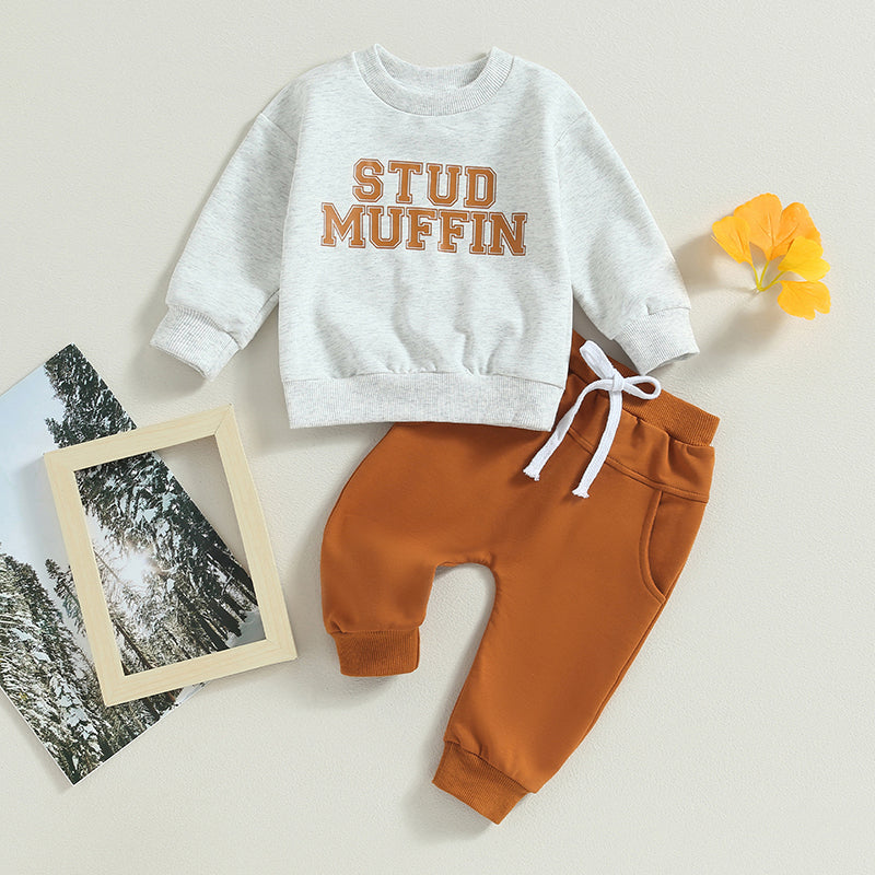 Lioraitiin 0-3Years Baby Boy Girl 2Pcs Outfit Letter Print Long