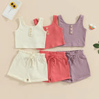 Lioraitiin 0-8Years Kid Girls 2Pcs Pants Suit Sleeveless Knitting