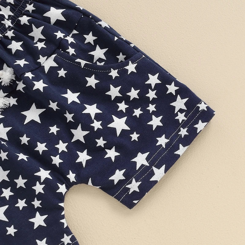 Lioraitiin Toddler Baby Boy 4th of July Outfits O-Neck Short Sleeve