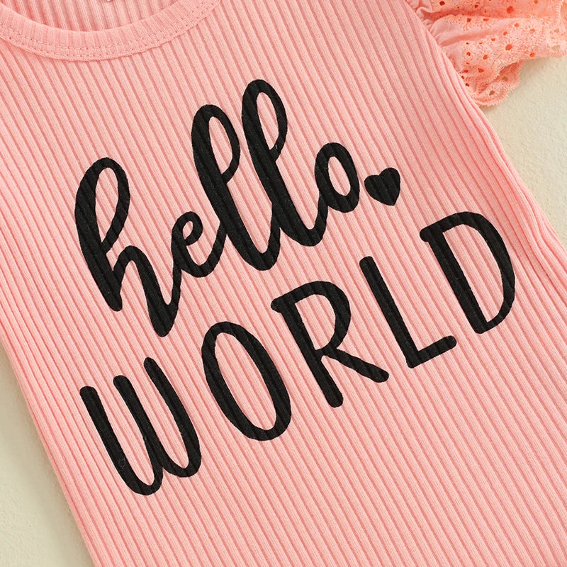 Lioraitiin Baby Girls Shorts Outfits Letter Print Fly Sleeve Romper