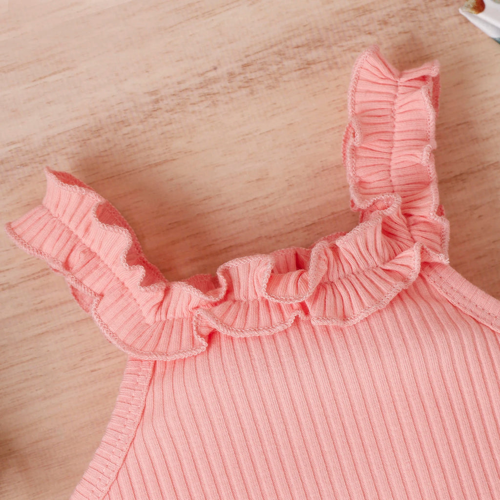 Lioraitiin 0-18M Infant Baby Girl 3Pcs Off Shoulder Romper Tops Bull
