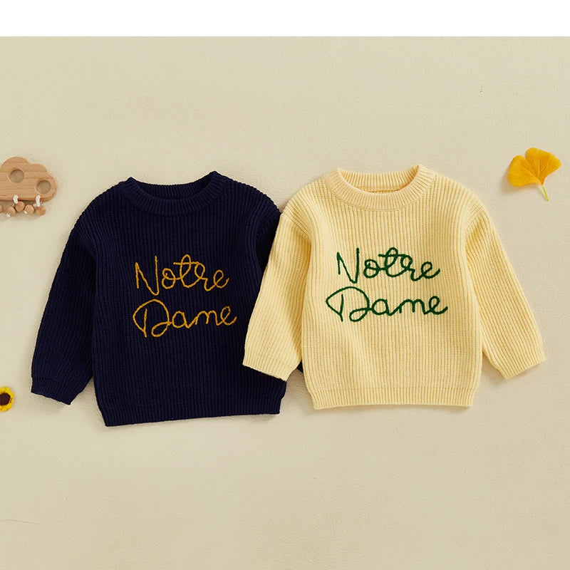 Lioraitiin 2 Colors Toddler Kids Baby Boys Sweater Letter Embroidery