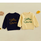 Lioraitiin 2 Colors Toddler Kids Baby Boys Sweater Letter Embroidery