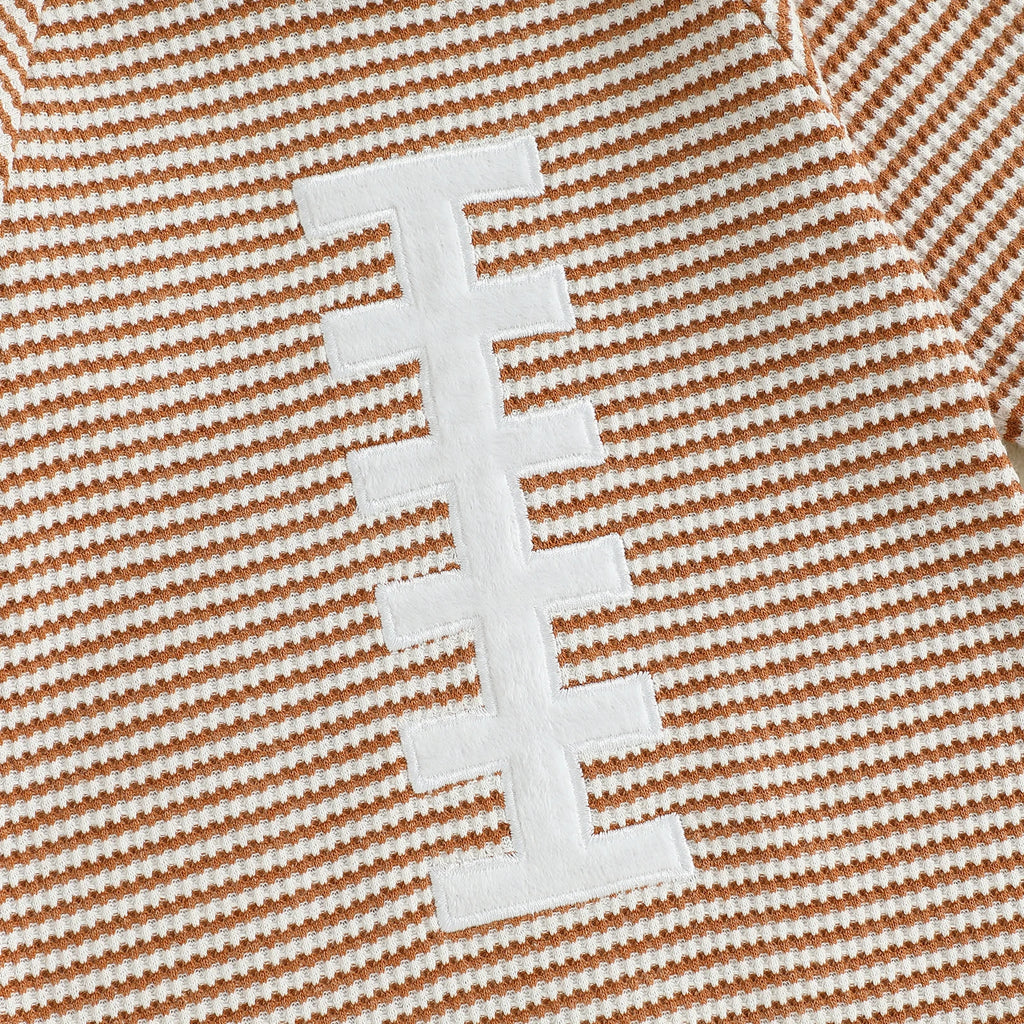 Lioraitiin Baby Boy Sweatshirt Romper Rugby Stripe Print Long Sleeve