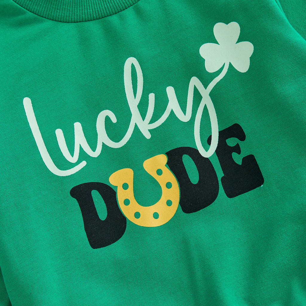 Lioraitiin Toddler Baby Girls Outfits Shamrock Letter Print Crew Neck